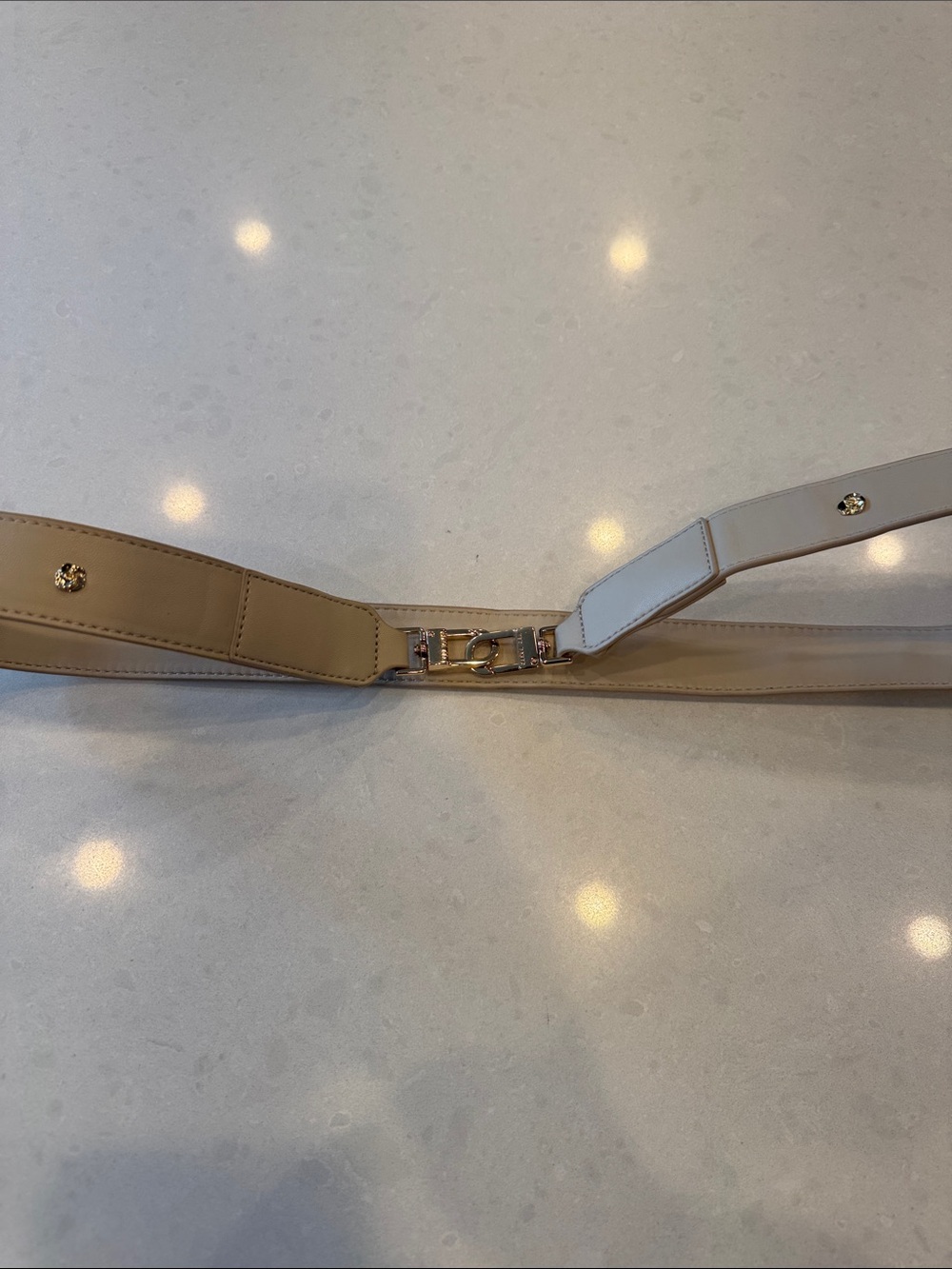 Ted Baker Beige and Cream Leather Belt with Gold Hardware